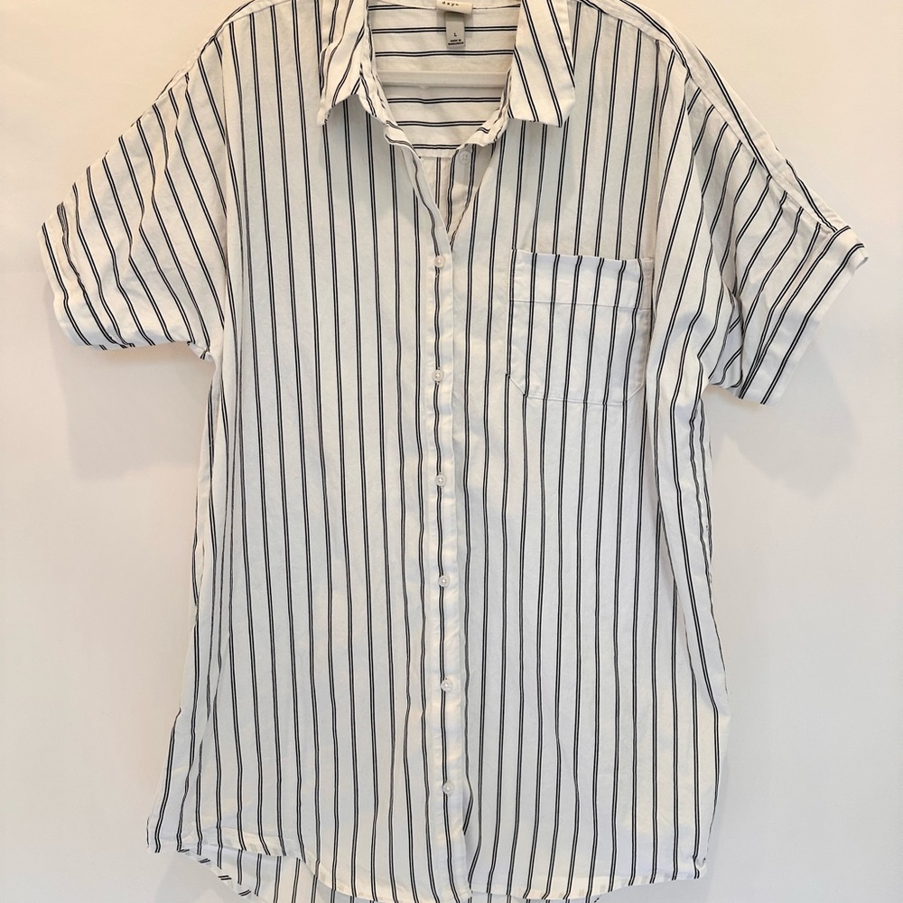 A New Day Target White and Black Pinstriped Shirt Dress